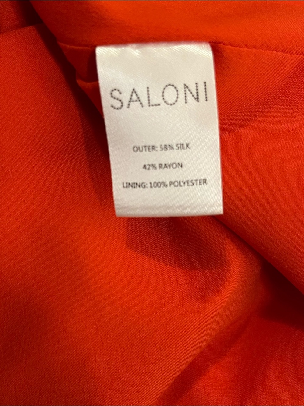 Saloni Rina B Mini Dress Women's Silk Jacquard Ruffle Puff Sleeve Poppy Red 4 - Picture 12 of 14